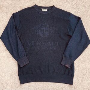 Italy GRAN SASSO Navy knitting Crew Neck Sweater For Men As is